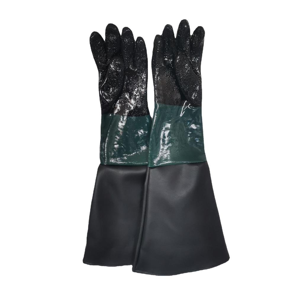 1 Pair Sandblasting Machine Gloves 25.6Inch Long Gloves with Cotton Lining and Particle Grip for Safety and Durability