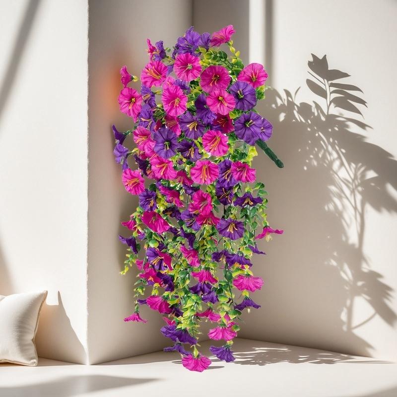 Artificial Morning Glory Flower UV Resistant Hanging Flowers Silk Morning Glory Garden Wedding Decoration Outdoor Hanging Plants