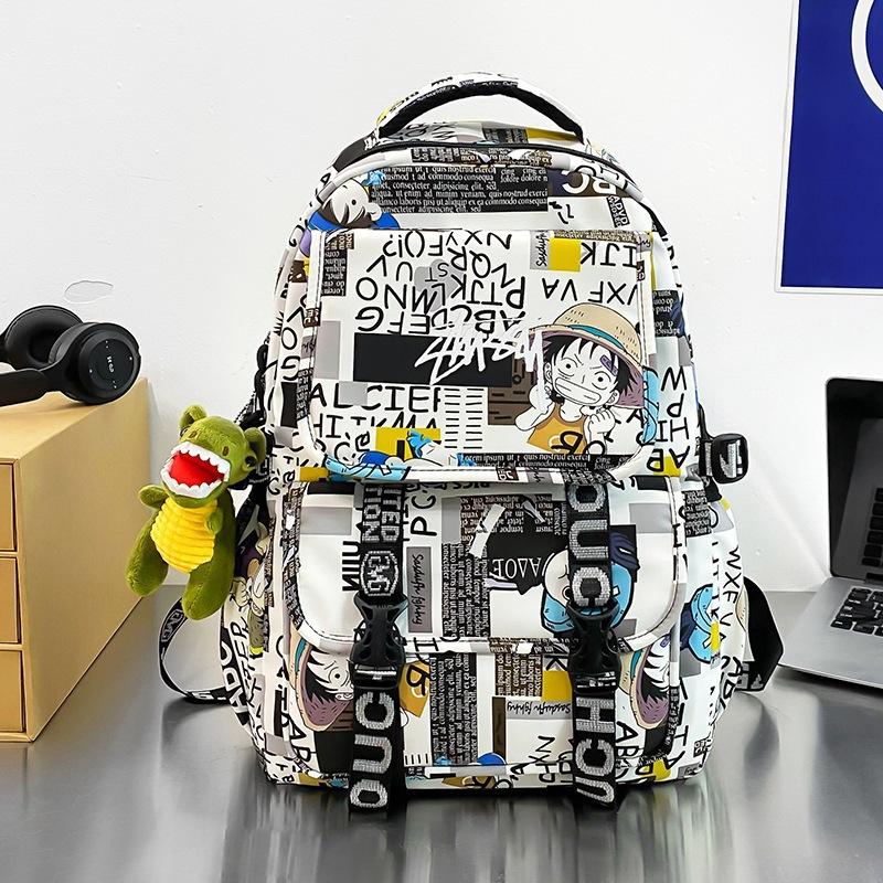 Schoolbag Backpack Men's 1011 New Personalized Graffiti Middle School Student Schoolbag Japanese Trendy Brand College Student Couple Travel Backpack