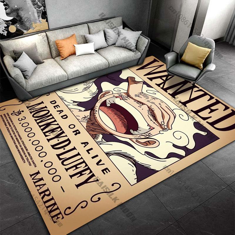 One Piece Luffy Bounty Poster Rug, Suitable for Living Room, Bedroom, and Sofa Decoration, and Can Also Be Used As a Non-slip Play Mat for Children.