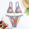 Damenmode Bikini-Set Bunter Blumendruck Zweiteiliger Badeanzug Sommer Strandbekleidung