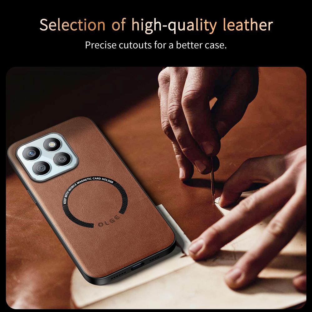 For Honor X8B Fine Hole PU Cow Pattern Leather Outer Magnetic Ring Soft Edge Anti-Drop Anti-Fingerprint Phone Case