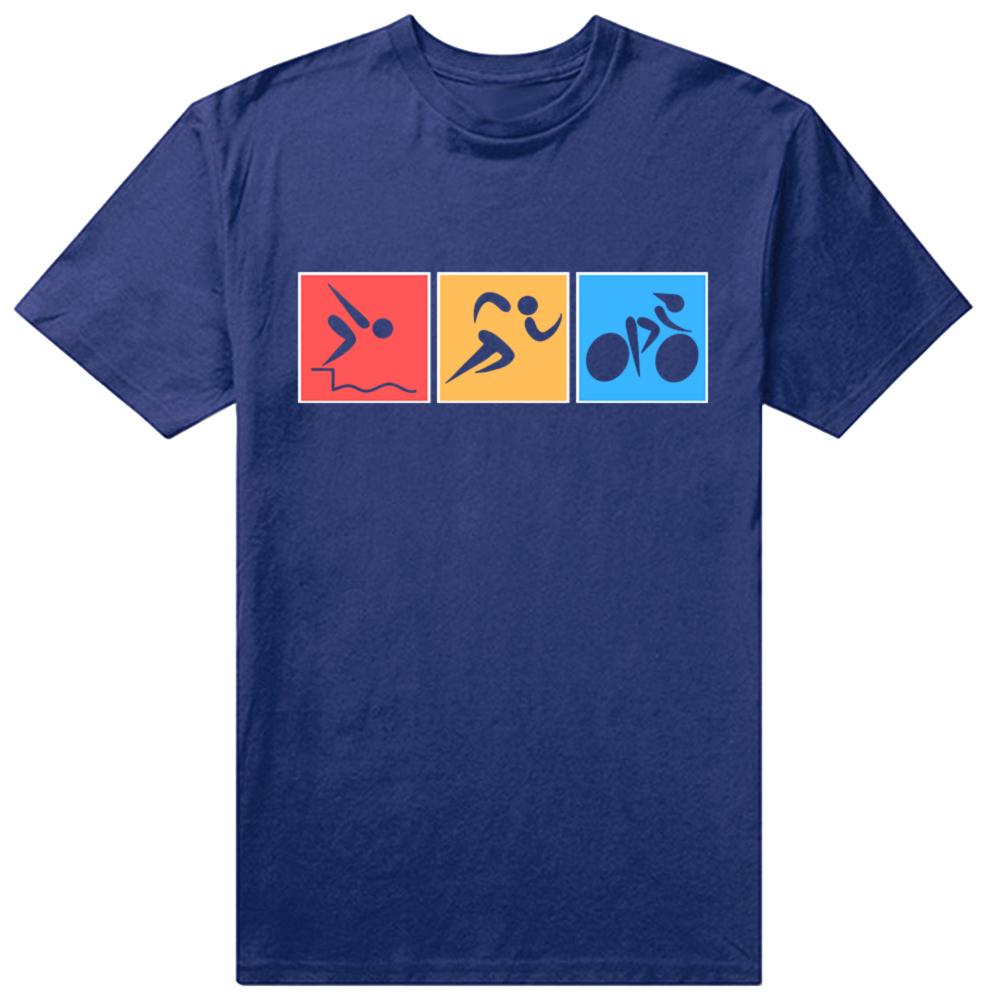Rolig Triathlon Simning Löpning Cykling Grafik 100% Bomulls T-shirts Herr Dam Mode Casual T-shirt Lös Oversized Streetwear T-shirt