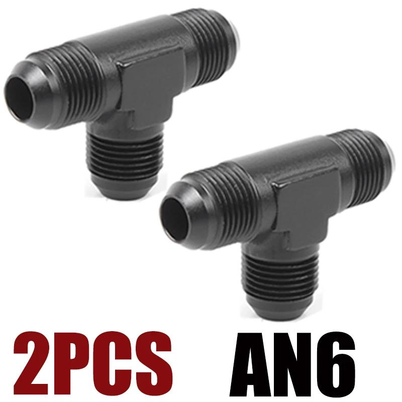 2Pcs Aluminum Flare Tee Fittings AN4 AN6 AN8 AN10 AN12 Male With 4 6 8 10 12 AN Female Swivel On Side Male To AN Female Adaptor
