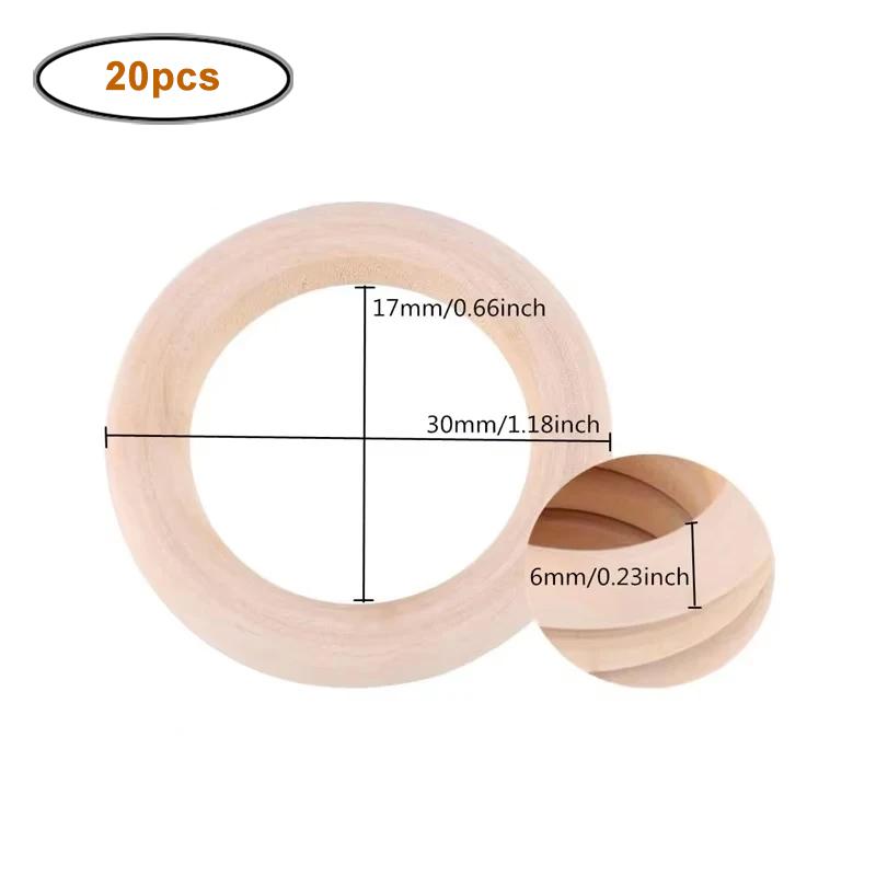 15-100mm Natural Unfinished Solid Wood Rings Smooth Wood Circles for DIY Craft, Ring Pendant Connector, Jewelry Making and Decor