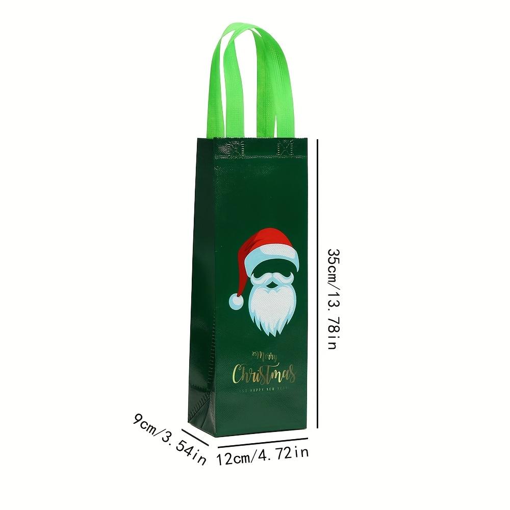12pcs Festive Christmas Wine Bottle Gift Bags with Handles - 35.0cm X 11.99cm X 8.99cm Durable Polyester, Holiday Designs