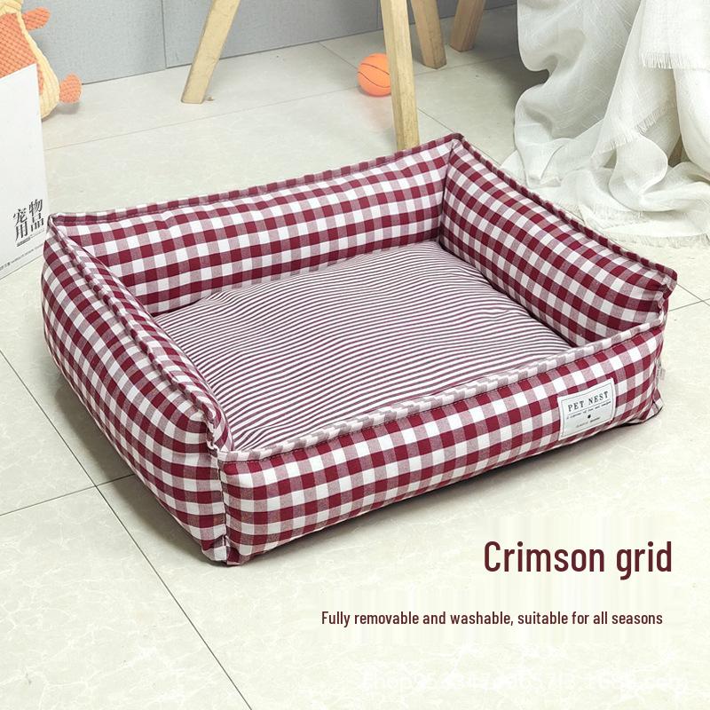 Plaid Pet Nest Bed for Small/Medium Dogs & Cats, 2023 - Universal for All Seasons