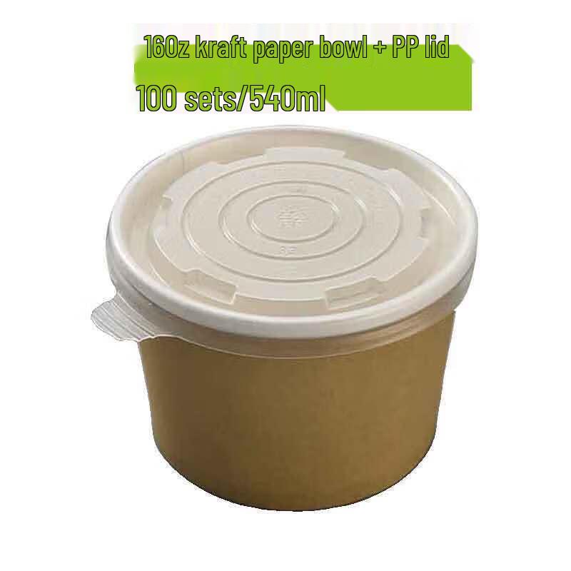 Homeglen Disposable Kraft Paper Bowls with Lids