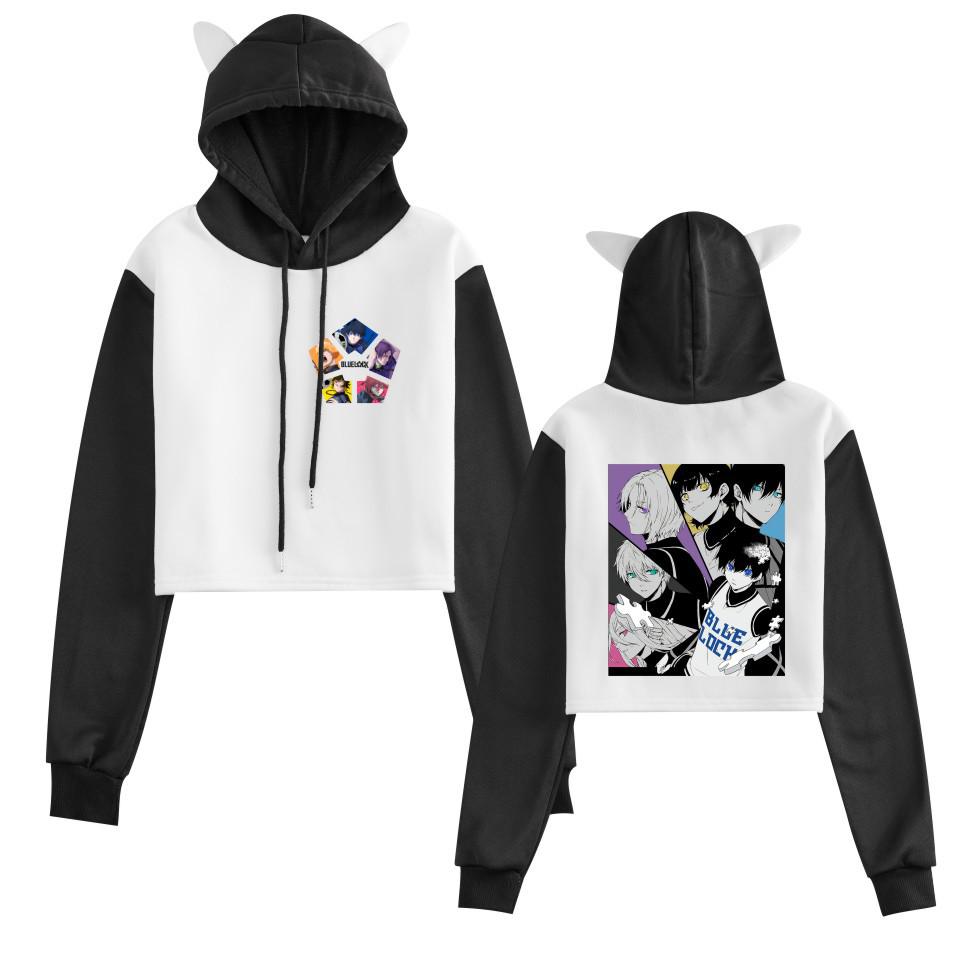 Nuova Felpa con Cappuccio Blu Prison Blue Lock Anime con Orecchie da Gatto - Collezione Autunno/Inverno Donna
