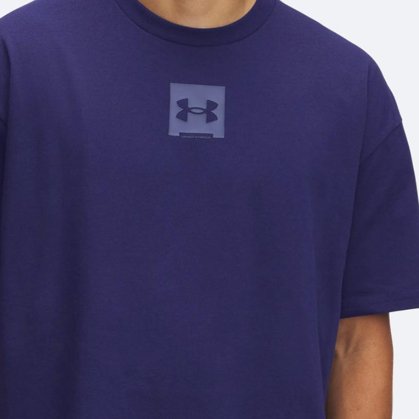 Under Armour Heavyweight Oversized Box Classic Quick-Dry Comfortable Soft Versatile Short Sleeve T-Shirt Men Tops Navy-Blue 1386803-410