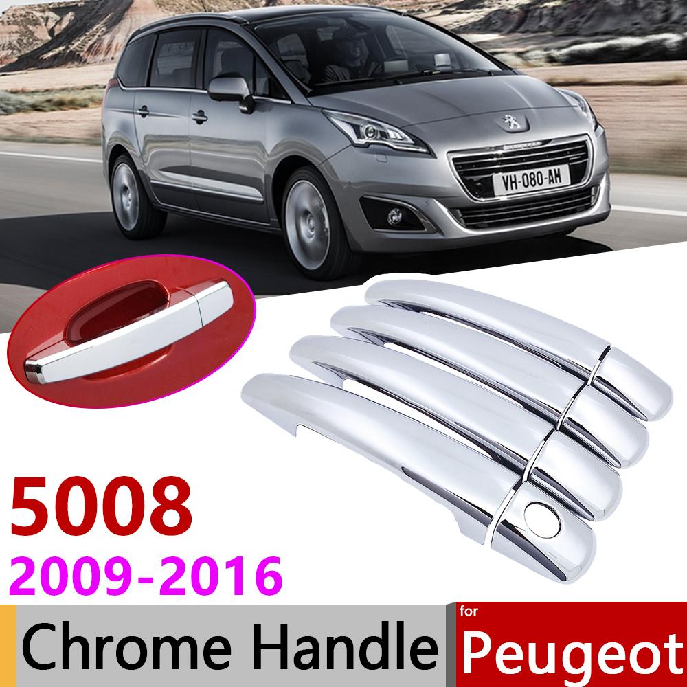 for Peugeot 5008 2008~2016 Chrome Door Handle Cover Car Accessories Stickers Trim Set 2009 2010 2011 2012 2013 2014 2015