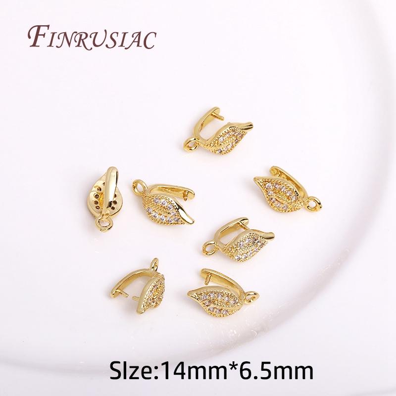 18k Real Gold Plated Leaf Shape Clamp Pinch Clip Bails DIY Earrings Jewelry Accessories For Crystal Gemstone Pendant Clip Clasps