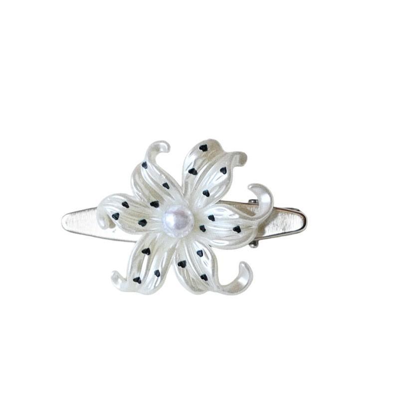 2/4Pcs Elegent Lily Hair Clips With Star Print Harajuku Vintage Ins Trendy Flower Shape Hairpin Aesthetic Hair Accessories Girls