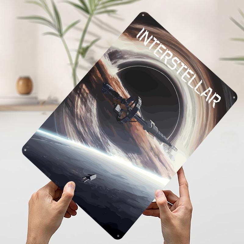Interstellar Movie Fan Art Printed Poster Customized Wall Art Retro Vintage Metal Tin Signs for Room Bedroom Decoration Gaming