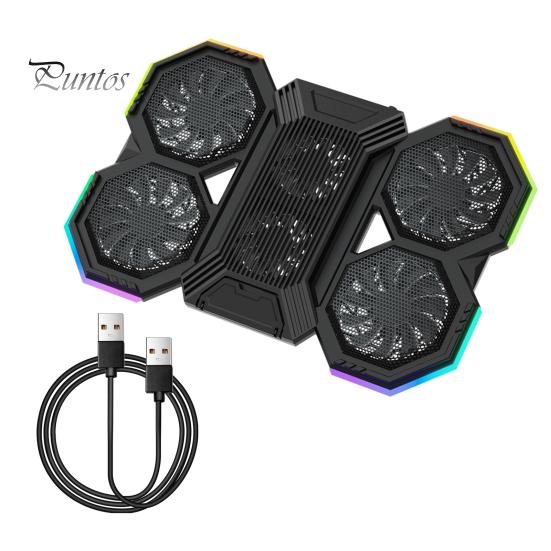 Подставка для охлаждения ноутбука с RGB-подсветкой, регулируемая по высоте, с низким уровнем шума, портативная подставка для ноутбука, игровая охлаждающая подставка для ноутбука