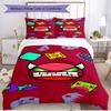 3pcs Duvet Cover Set (1*Duvet Cover + 2*Pillowcase, Without Core), Geometry Dash Print Soft All‑Season Bedding Set, Home Bedroom Decor Gift