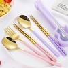 3Pcs/Set Portable Cutlery Set Guitar-shaped Box Food Grade Polished Utensils 304 Stainless Steel Heavy Duty Travel Spoon