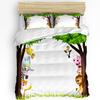 Tropical Jungle Cartoon Animal Giraffe Lion Elephant Duvet Cover Pillow Case Bedding Set Quilt Cover Double Bed Home Textile