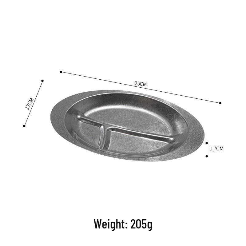 ZISIZ Divided Stainless Steel Fry & Snack Serving Plate