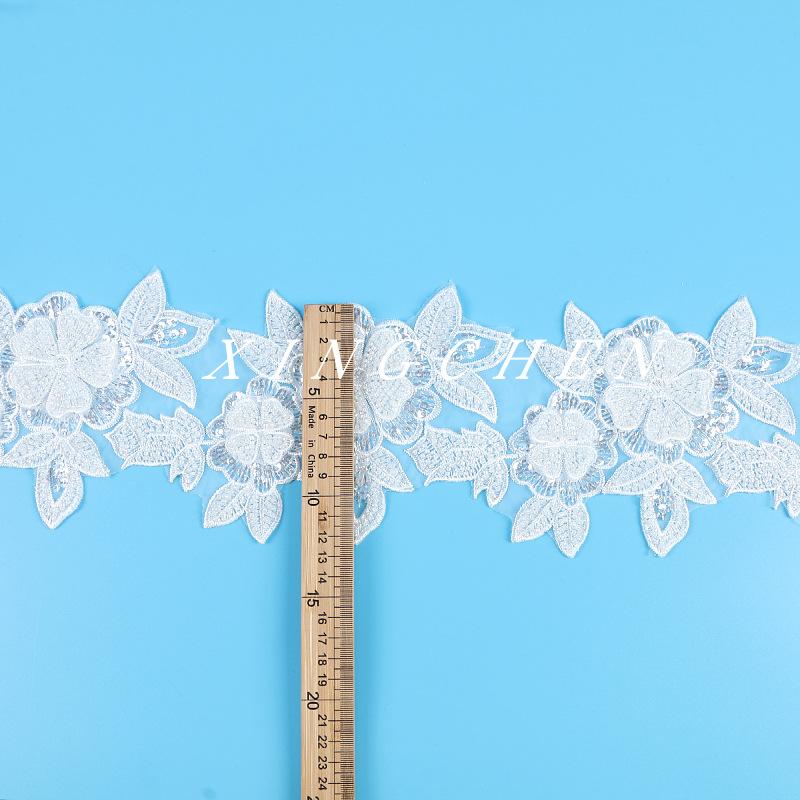 

Bead Lace Accessories Width 20Cm Beads Bead Embroidery Mesh Bottom Embroidery Fabric Lace Fabric Decorative Lace White/beads/width 13CM