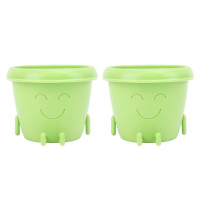 Straight Leg Small Succulent Face Flower Pot with Drainage Cute Plastic Funny Planter for Indoor