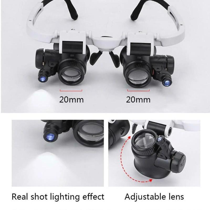 

1PCS Watch Jeweler Repair Magnifier Head-Mounted Headband Adjustable Magnifying Head Eye Glasses Loupe Lens 8X 15X 23X 8-15-23&Other чорний