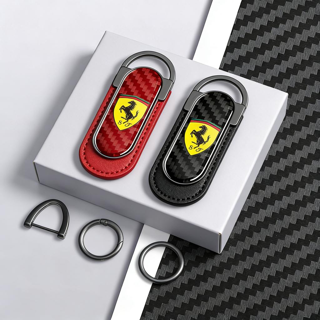 1pc Carbon Fibre Keychain Creative Car Keyring For Ferrari Horse SJ SP1 812 F40 F12TDF SF90 458 488 599 612 FF F12 Accessories