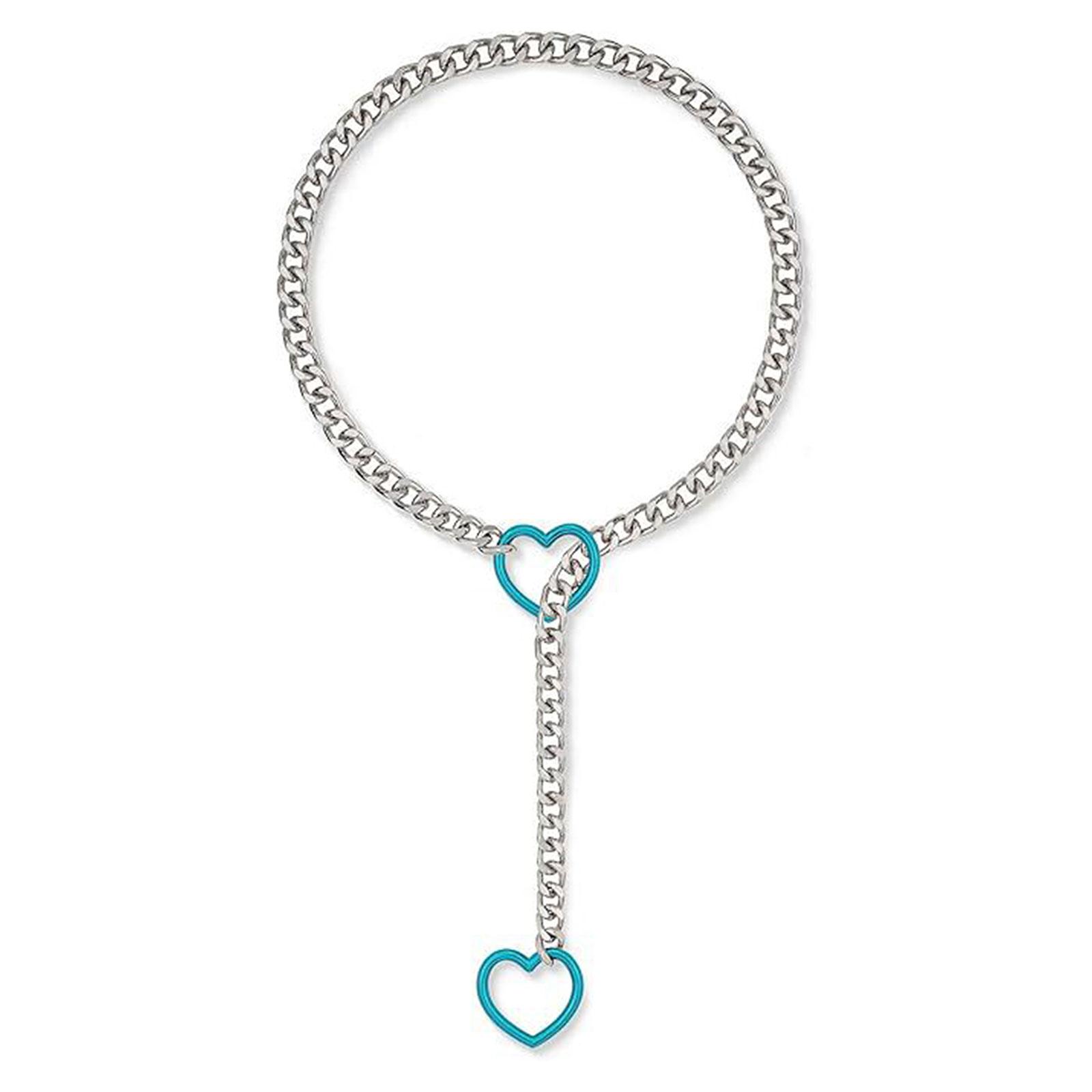 

Women Slip Chain Necklace with Heart Pendant Cuban Link Neckchain Adjustable Length Clavicle Chain Metal Jewelry 10