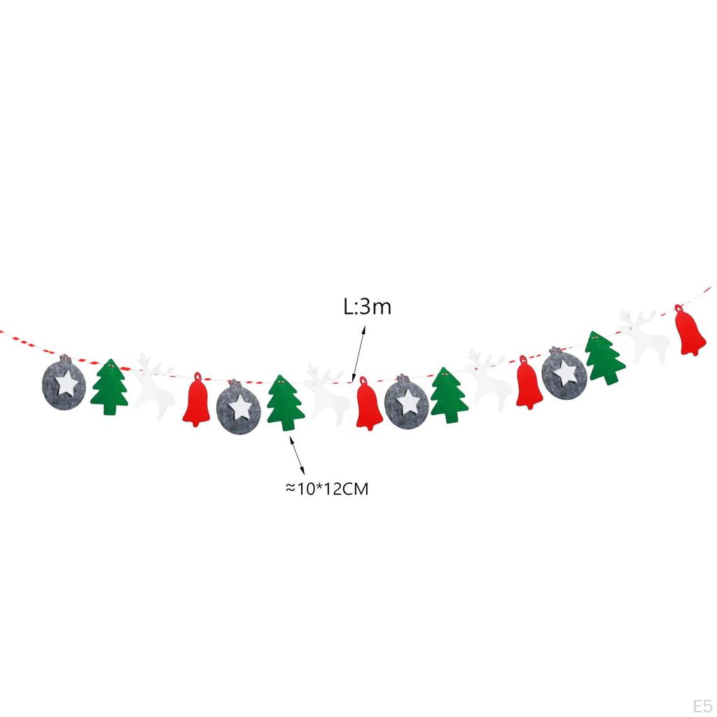 Christmas Banner, Hanging Flags, DIY, 300cm Long Curtain Decoration Garland, Pull Flag on Door Wall