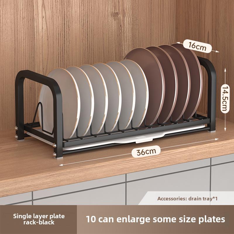 Single-Layer Kitchen Bowl & Dish Rack for Cabinet Storage and Drainage