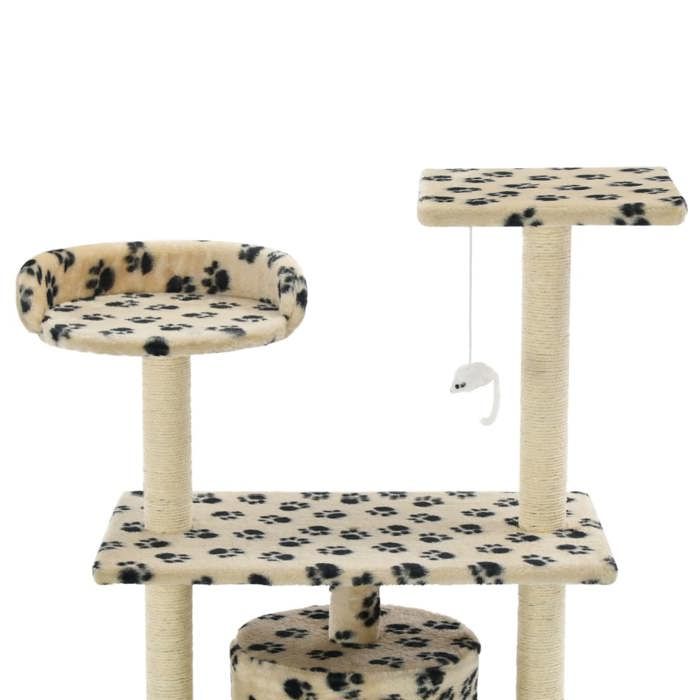 VidaXL Arbre à chat avec griffoir en sisal 95 cm Beige Motif de pattes 170515
