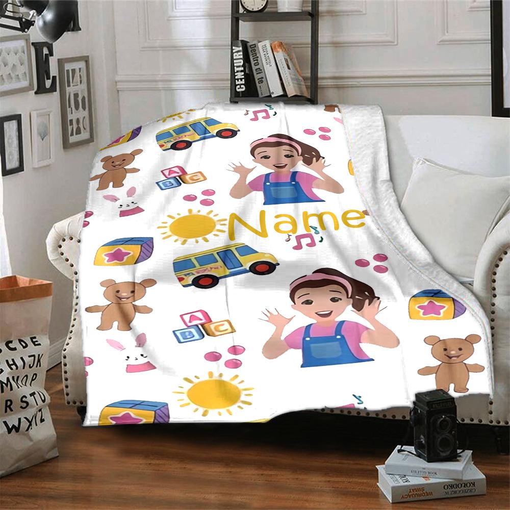 Custom Name Ms. Rachel Theme Printed Blanket - Perfect for Couch, Bed, Travel & Outdoor Use | Machine Washable, Cozy & Durable.