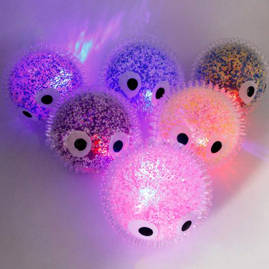 Cartoon Big Eyes Fuzz Ball Foam Bead Filled Stress Relief Clear Textured Ball Sensory Toy Portable Anti-Anxiety Squeeze Ball Fidget Toy