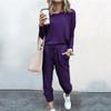 Damski dres Casual Solidne sportowe bluzy z długim rękawem i sportowe dwuczęściowe zestawy z długimi spodniami