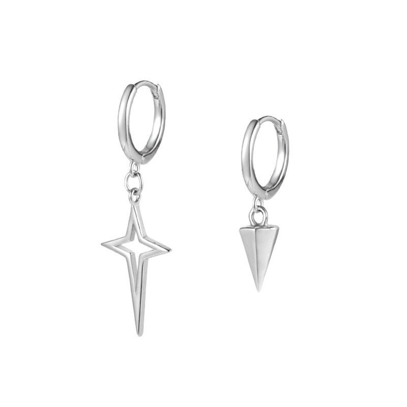 . Simple Cross Star Asymmetry Light Luxury Temperament High-End Design Ear Buckle Women