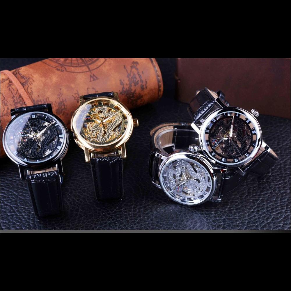 Forsining New Top Men's Watch Casual Skeleton Mechanical Watch Fashion Trend Dragon Men's Watch