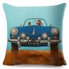 Colorful Cartoon Driving Dog Cushion Cover Decor Lovely Pet Animal Pillowcase Polyester Pillow Case for Sofa Home Car xcm