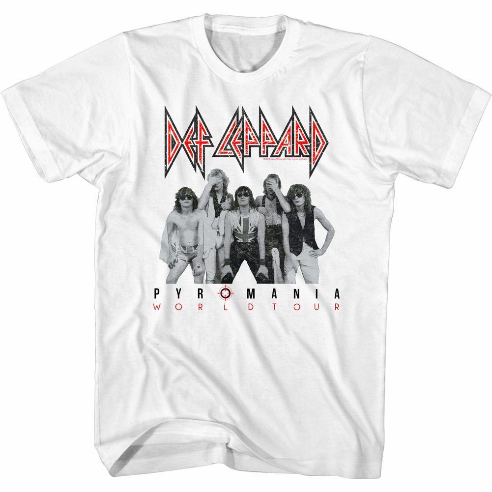 Def Leppard Pyromania World Tour White Adult T-Shirt XXXL