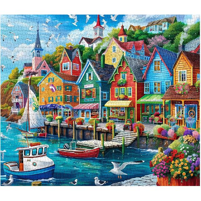 Tucocoo Jigsaw Puzzles 1000 Pieces for Adults-Colorful Seaside Town Hardboard Puzzle-Challenging Puzzle Perfect for Game Nights-DIY Home Wall