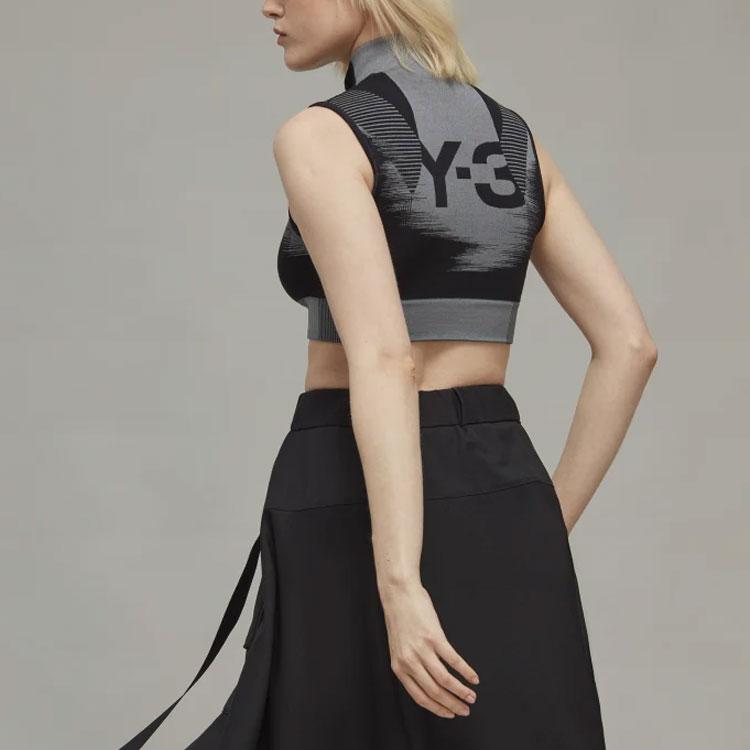 Y-3 Logo Half-Zip High Neck Sports Tank Top Women tops Black HY5875