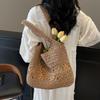 Yogodlns Large Straw Beach Bag with Zipper Summer Shoulder Bag Handbag Hobo Bag Shoulder Purse for Women Travel Vacation