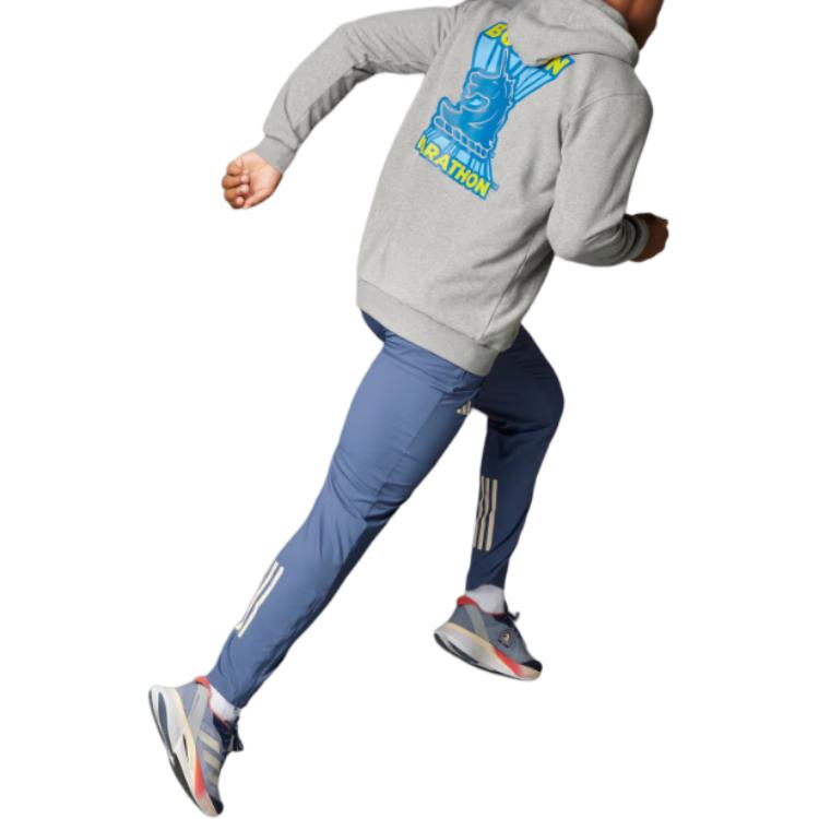 Adidas Moletom com Capuz Gráfico Boston Marathon® 2024 Masculino Moletons Cinza IW0815