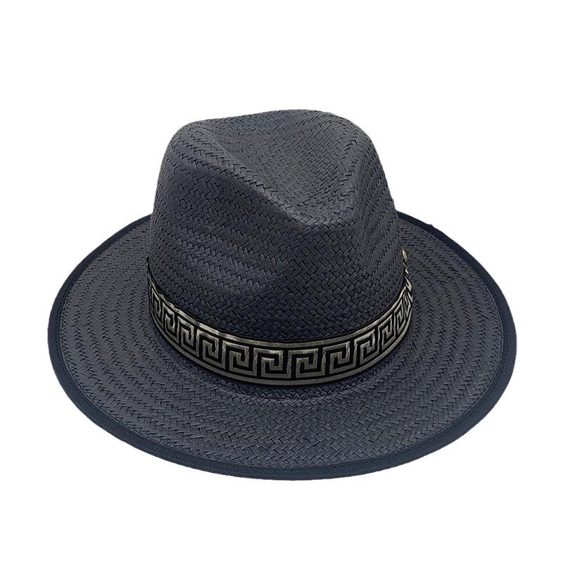 straw jazz hat for Men's and Women's Handmade Woven Sunshade Jazz Straw Hat with Summer Hat Binding and Color Matching Design