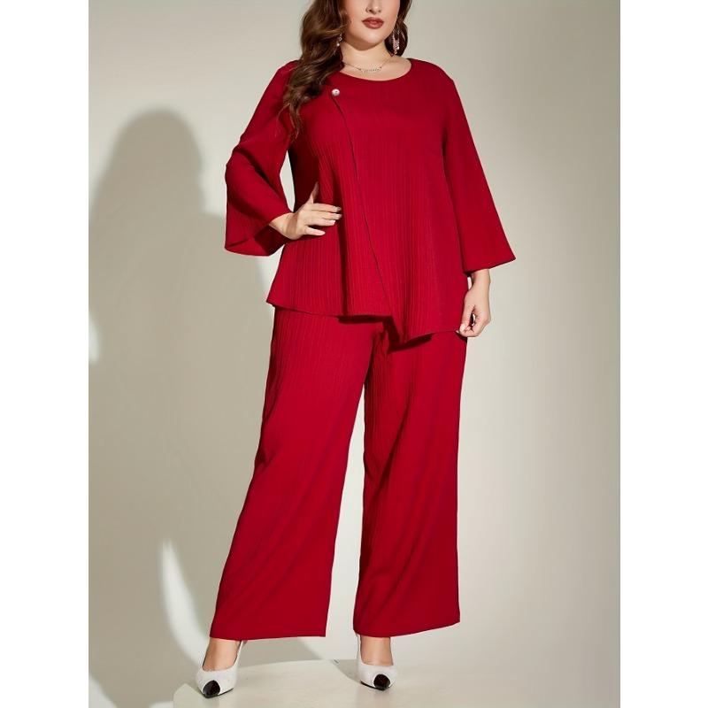 

Женский комплект из двух предметов большого размера, однотонный, Shake Shake Stripe 4XL красный