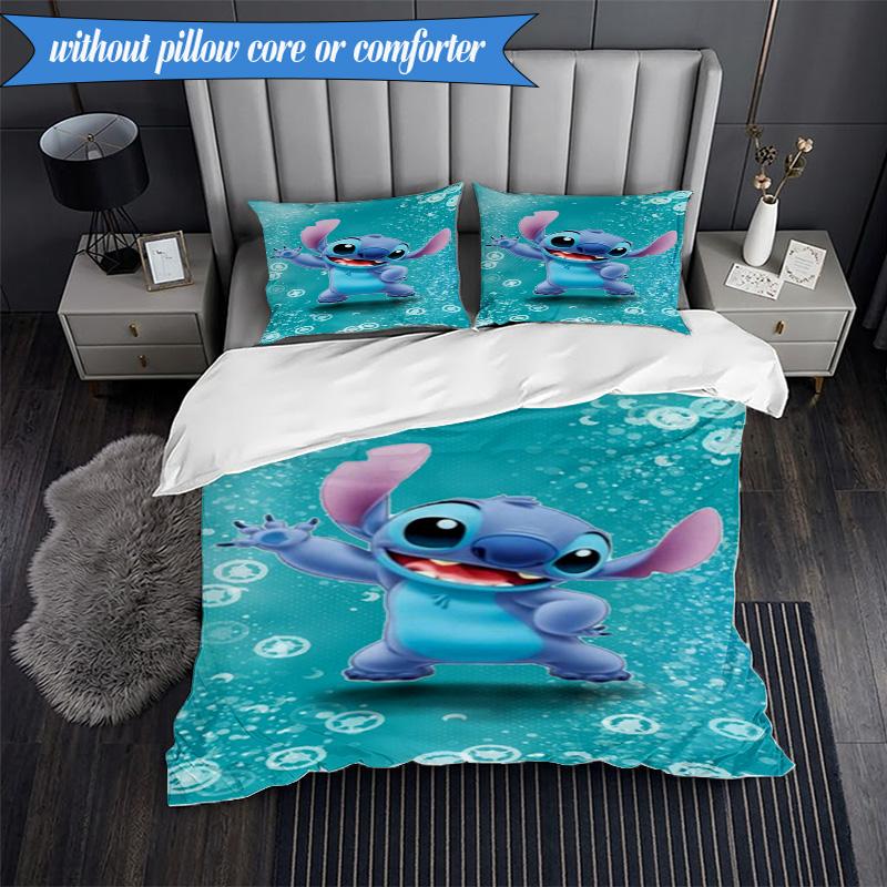 Cartoon Sti Alien 3pcs K-pop music group Bedding set,Ideal for Bedroom, Dormitory,Including Duvet Cover And 2pcs Pillowcases,Fan gifts