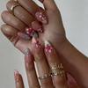 Europe and the United States popular wear nail short almond 3d three-dimensional flower fake nail hand point drill foreign trade nail wear nail piece