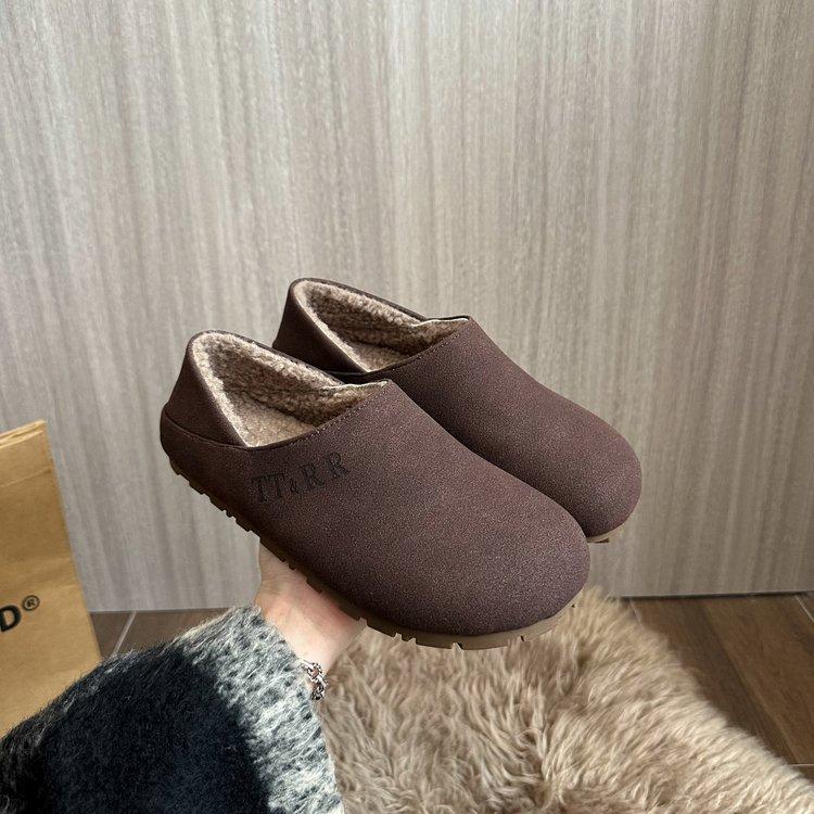 All-inclusive bequeme Schuhe, Damen Herbst- und Winter-Samt-Doudou-Schuhe, neue Retro-Slipper zum Reinschlüpfen, zwei Baumwollschuhe