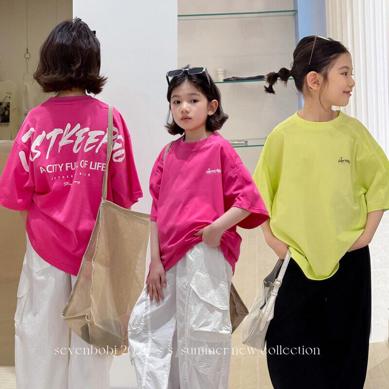 SEVEN BOBI Girls Letter Print Short Sleeve T-Shirt 160 cm