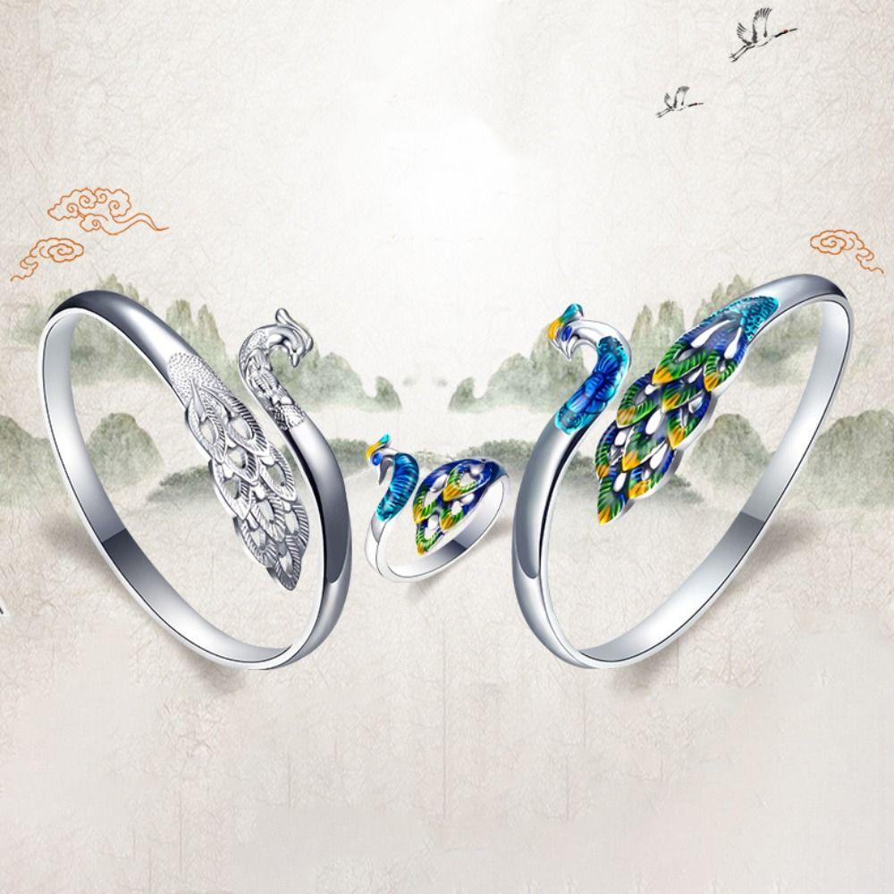 Hollow Peacock Opening Bracelet Hand Jewelry Ethnic Style Bracelet  Jewelry Gifts