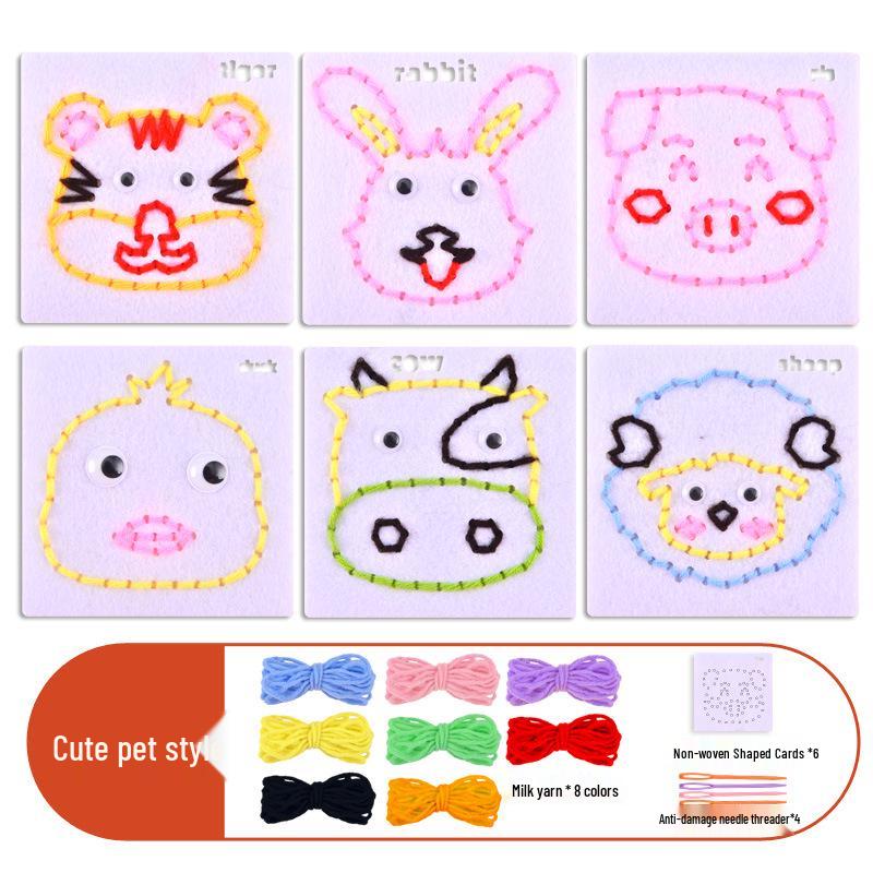 Montessori DIY Threading Toy Kit: Kindergarten Non-Woven Fabric Sewing Set